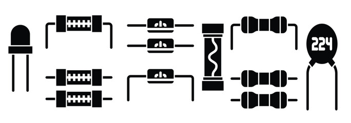Obraz premium electronic components glyph vector elements icons