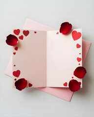 A piece of paper decorated with flowers and hearts to celebrate Valentine's Day 