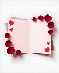 A piece of paper decorated with flowers and hearts to celebrate Valentine's Day 