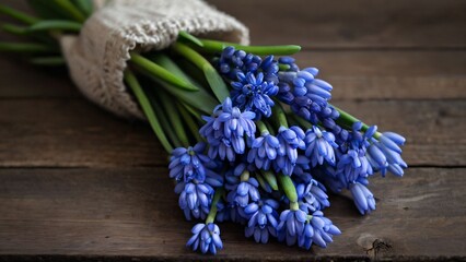 Hyacinths on Wooden Table