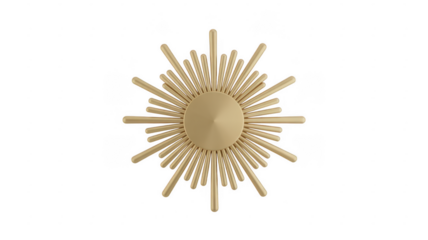 Gold sunburst sculpture gold sculpture isolated on a transparent background