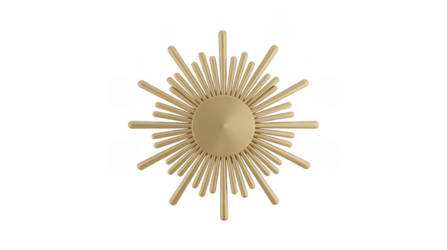 Gold sunburst sculpture gold sculpture isolated on a transparent background - Powered by Adobe