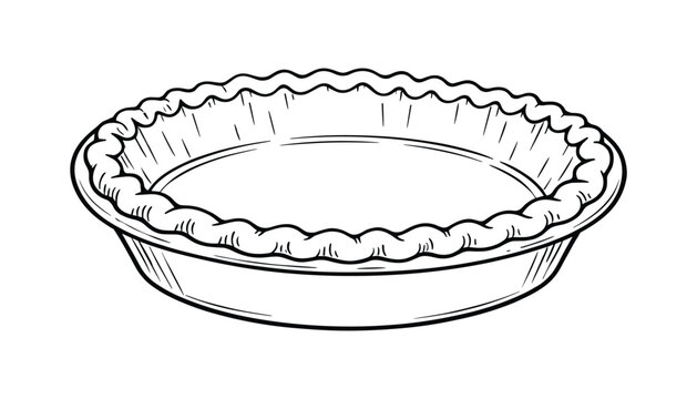 Outline pie tin baking dish empty food dessert vector flat cooking plate cookware element
