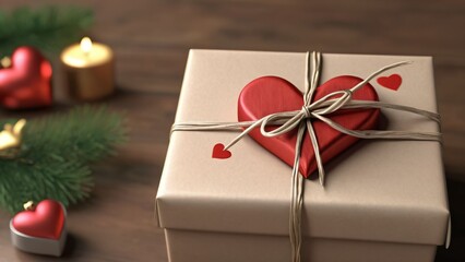Gift Box with Red Heart
