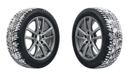 Winter tires show tread designed for colder weather, AI, PNG