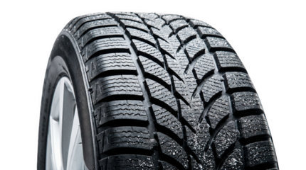 Tire shows deep tread for winter conditions and safety, AI, PNG