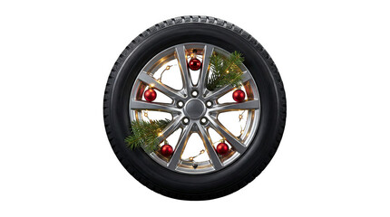 Ornamented tire for a festive touch, AI, PNG