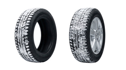 Comparison of two winter tire tread patterns, AI, PNG