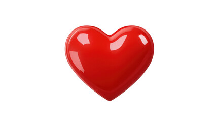 Shiny red heart object placed on a white background, created AI, PNG