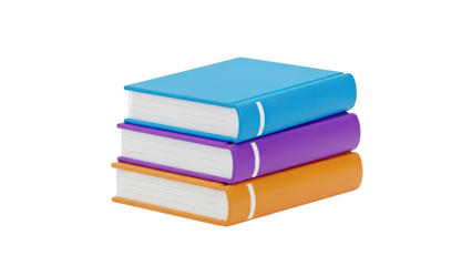 Stack of Three Colorful Books on a White Background
