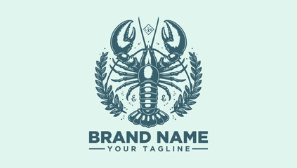 A scorpion logo illustration with laurel leaves on a light green background, featuring a brand name and tagline in dark green text, designed as a vector icon.