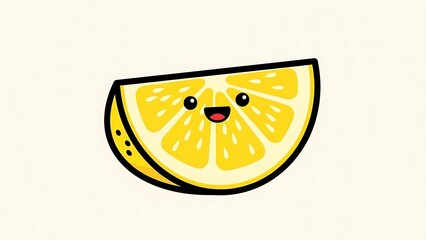 Cute Cartoon Lemon Slice Character Illustration.