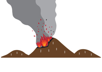 シンプルな冬の山火事イメージ