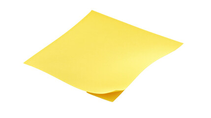 Yellow sticky note with transparent background for creative projects white surface
