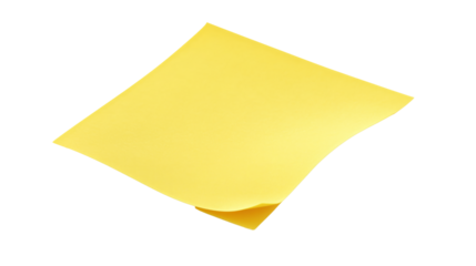 Yellow sticky note with transparent background for creative projects white surface