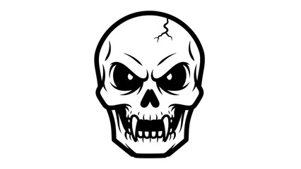 Fototapeta premium Menacing Cartoon Skull with Angry Expression.