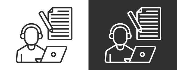 Copywriter Icon Set Vector Collection Isolated In Black And White