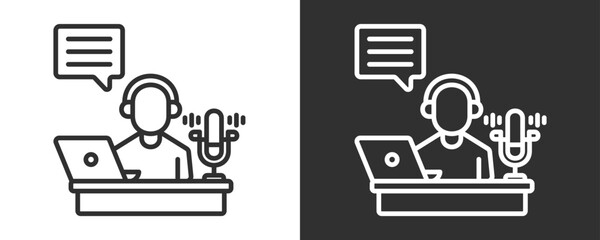 Broadcaster Icon Set Vector Collection Isolated In Black And White