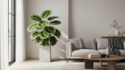 Calathea Orbifolia Styled in a Bright and Modern Living Room