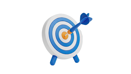 Dart hitting the bullseye of a 3D target