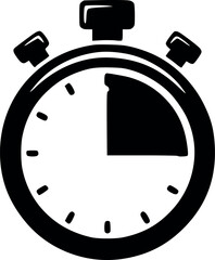 Obraz premium vector illustration black and white stopwatch icon, ideal for time, speed, countdown, and productivity concepts
