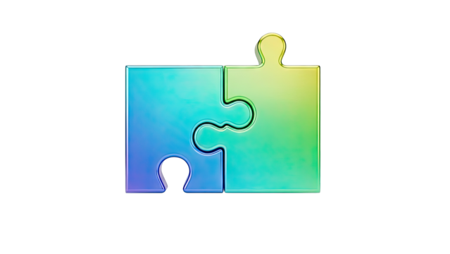 Two Interlocking Puzzle Pieces with Gradient Colors - Powered by Adobe