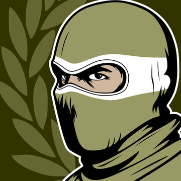 illustration of a man ultras casual hooligan in a hood with green background vector design