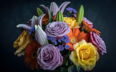 Fresh Colorful Flower Bouquet Close Up