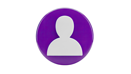 3D Icon of a Person Silhouette within a Purple Circle