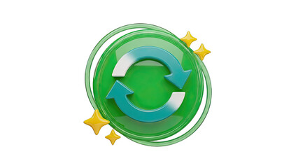 3D Refresh and Reload Icon with Stars