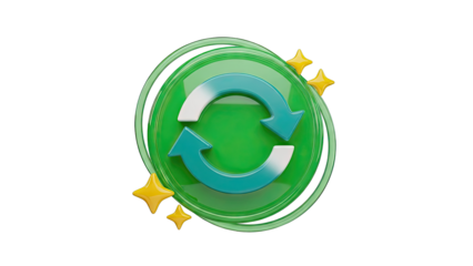 3D Refresh and Reload Icon with Stars