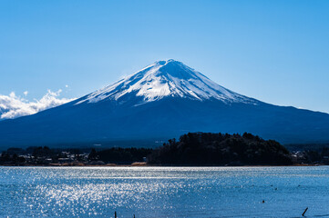山梨県河口湖と富士山