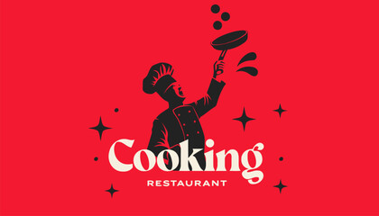 Chef cooking with skill and flair in restaurant