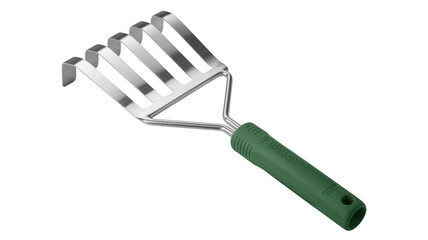Green handled garden fork tool isolated on a transparent background