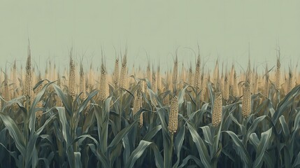 Wheat Field Landscape With Green Horizon