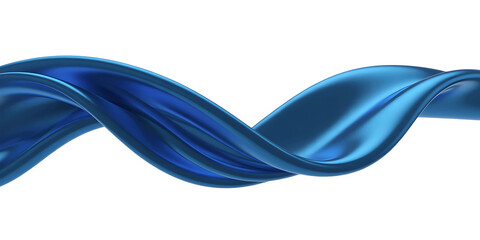 Elegant blue ribbon swirl with flowing curves on transparent background