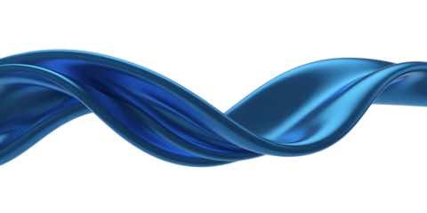 Elegant blue ribbon swirl with flowing curves on transparent background