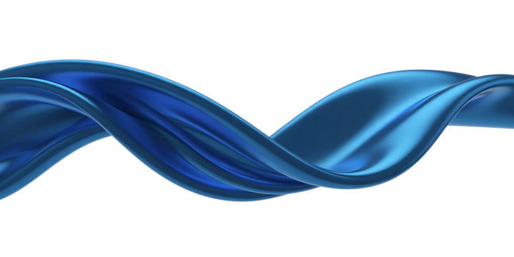 Elegant blue ribbon swirl with flowing curves on transparent background - Powered by Adobe