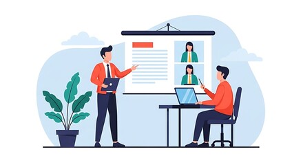 Online Meeting Presentation with Team Collaboration and Technology.