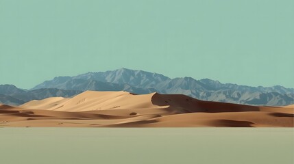 Vast Desert Landscape Under Blue Sky