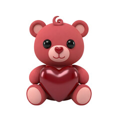 Obraz premium Red teddy bear holding heart