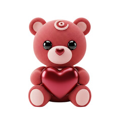 Obraz premium Red teddy bear holding heart