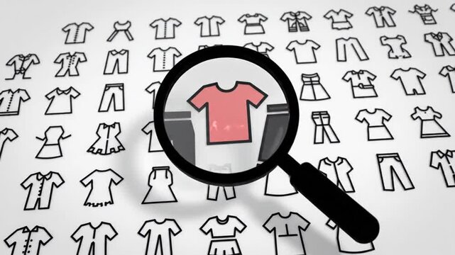 Clothing Search and Selection - Finding the Perfect Outfit with Magnifying Glass.