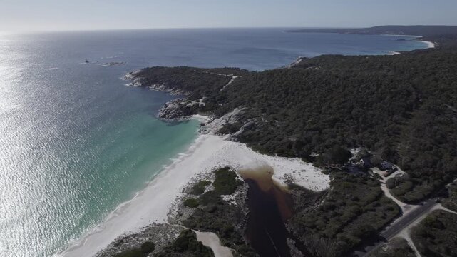 Aerial Shot Of Sloop Rock Lookout With Taylors Beach In The Gardens, Tasmania, Australia