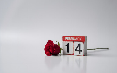 Valentine&rsquo;s Day Calendar with Red Rose