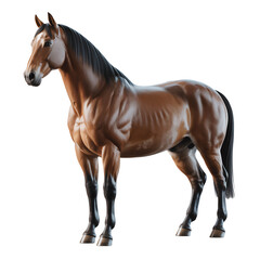 Realistic brown horse illustration side view highly detailed on transparent background