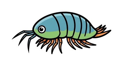 Obraz premium Colorful Cartoon Trilobite Fossil Illustration.