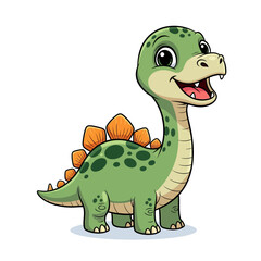 Naklejka premium Cute Baby Dinosaur Cartoon Illustration Isolated on White