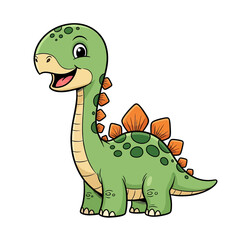 Fototapeta premium Adorable Smiling Cartoon Dinosaur Illustration