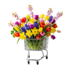 shopping basket with flowers